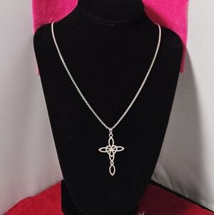 Stainless Steel Celtic Knot Cross Necklace 24" Box Chain Trinity Love Unisex